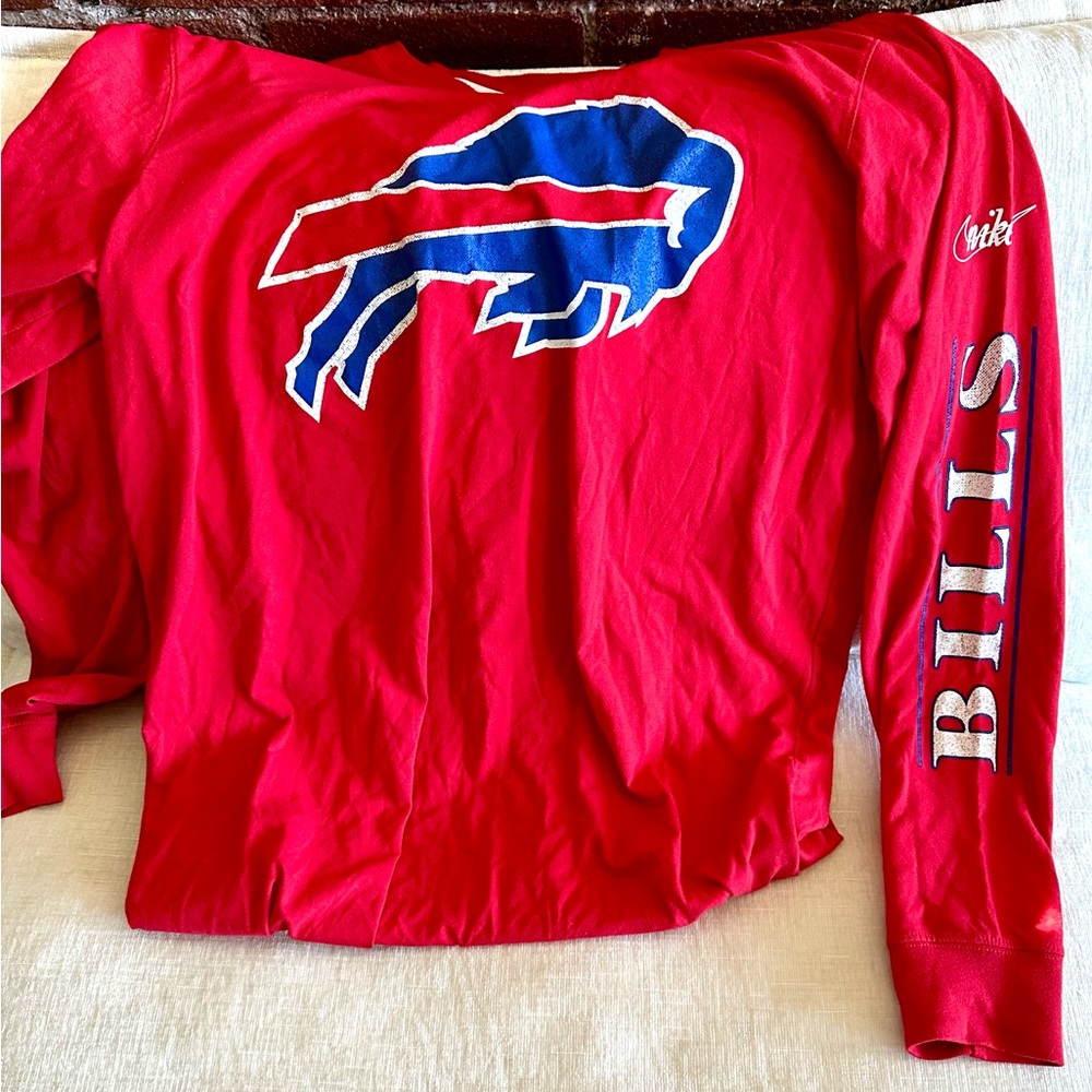 NFL Red Buffalo Bills Long Sleeve Shirt with Logo